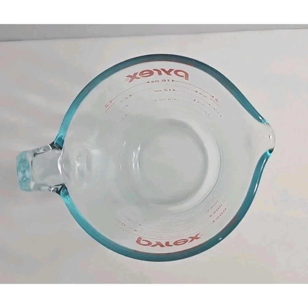 Pyrex 2 Cup 16‎ oz Glass Red Letter Measuring Cup Open End Handle USA
